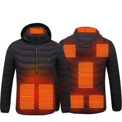 Chaqueta térmica eléctrica acolchada con capucha 9 zonas