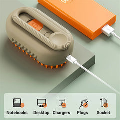 Cepillo eléctrico 3 en 1 con vapor para mascotas