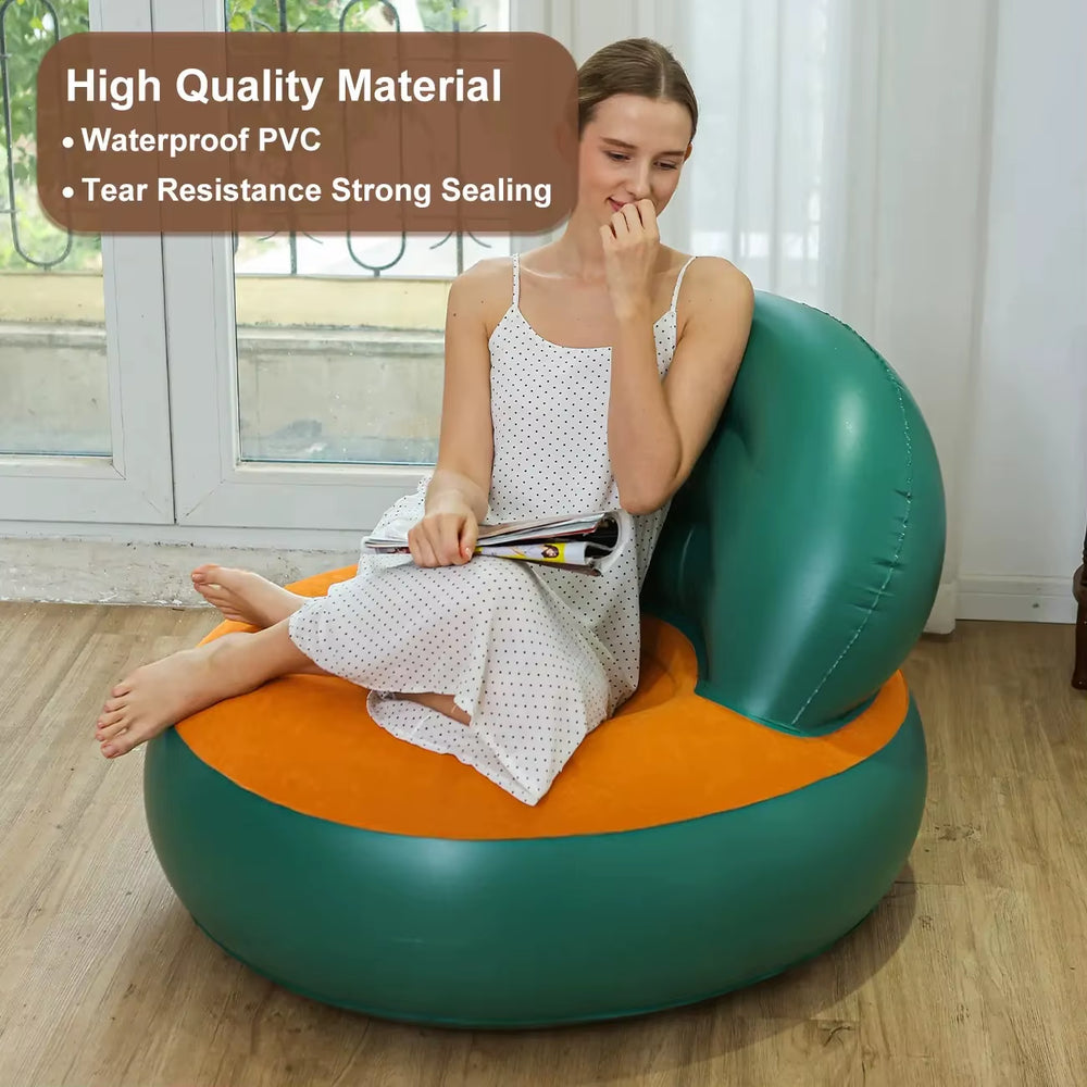 Sofá inflable ergonómico con respaldo para interior y exterior