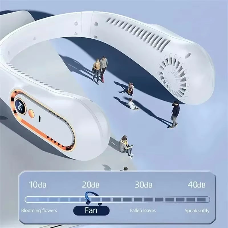 Ventilador portátil de cuello con pantalla LCD y 3 velocidades