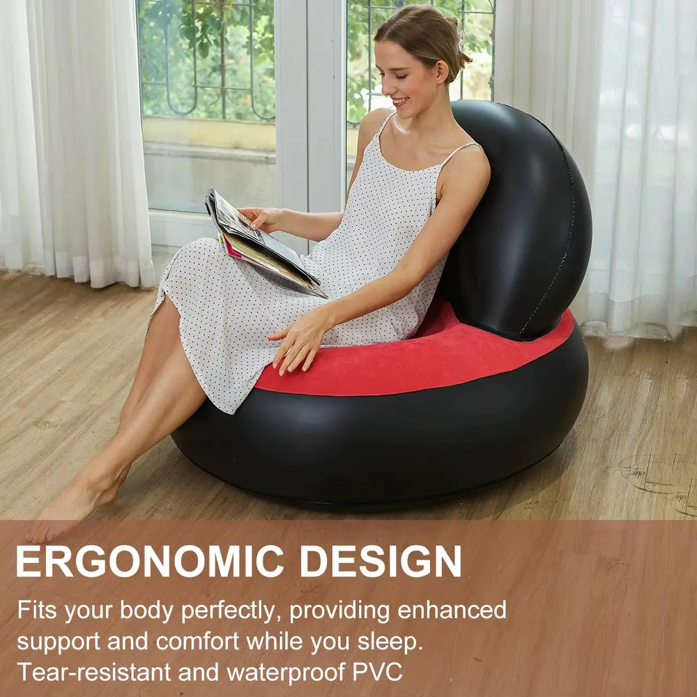 Sofá inflable ergonómico con respaldo para interior y exterior