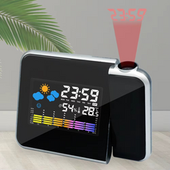 Reloj despertador digital con proyección y clima interior
