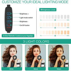 Aro de luz LED con soporte ajustable para móvil