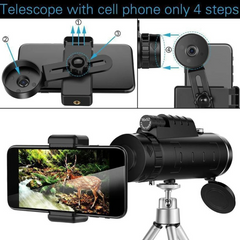 Telescopio Monocular 40x60 con Trípode y Soporte Móvil