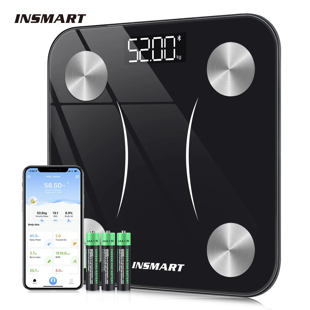 ⚡ Báscula Inteligente INSMART con APP y Análisis Corporal 15 Datos