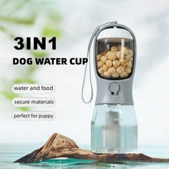 Botella portátil 3 en 1 para mascotas con agua y comida