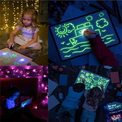 Tableta luminosa infantil para dibujar con luz 3D