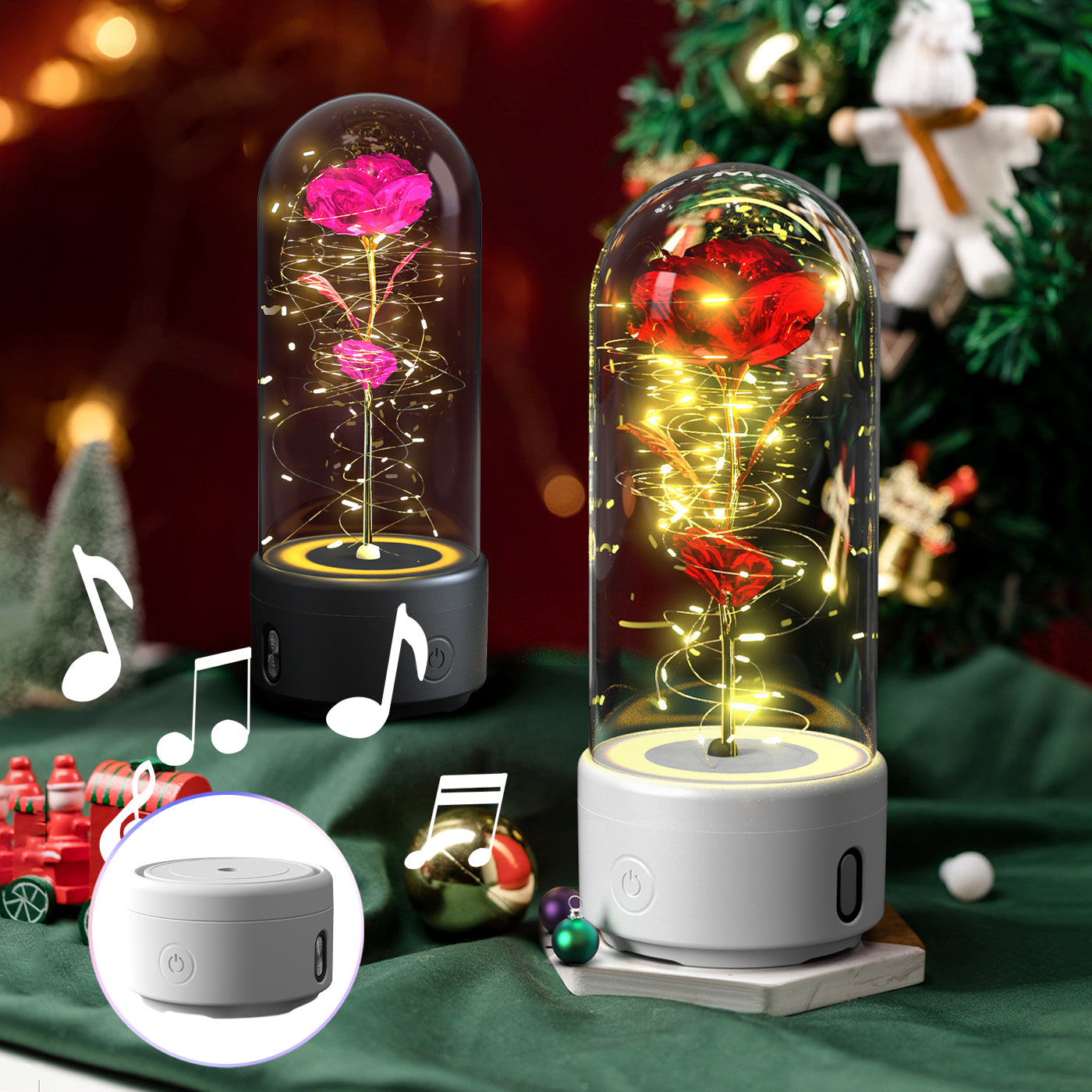 Lámpara LED rosa 2 en 1 con altavoz Bluetooth en cúpula