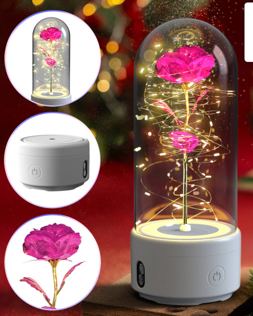Lámpara LED rosa 2 en 1 con altavoz Bluetooth en cúpula
