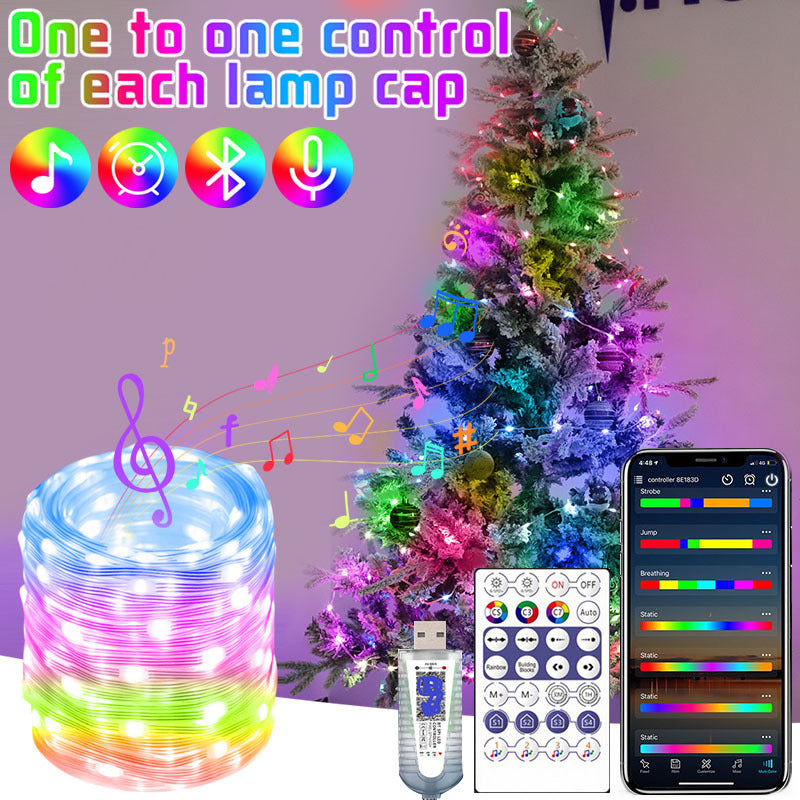 Luces RGB Navideñas con Control Bluetooth y Mando