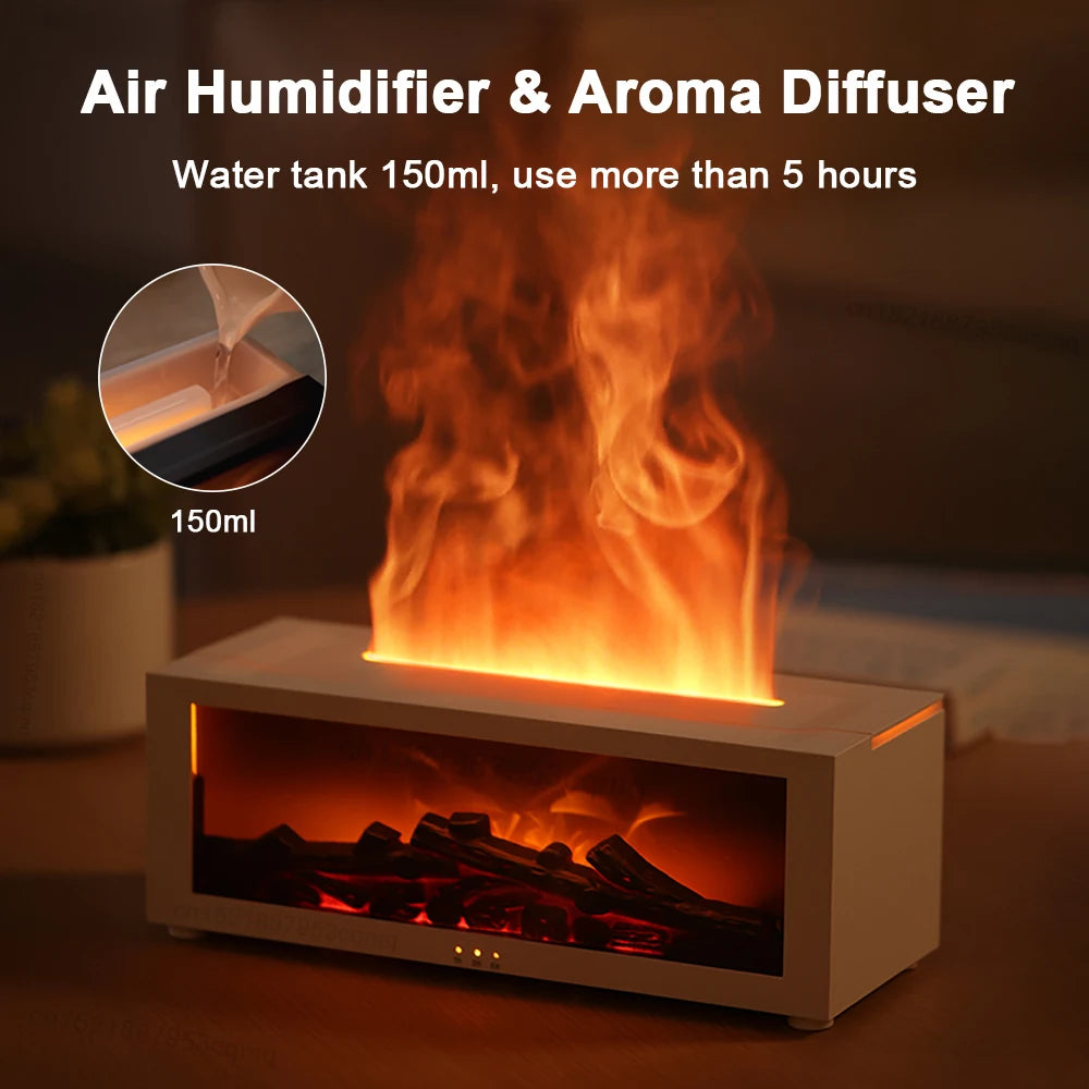 Difusor de aromas con efecto llama y humidificador LED