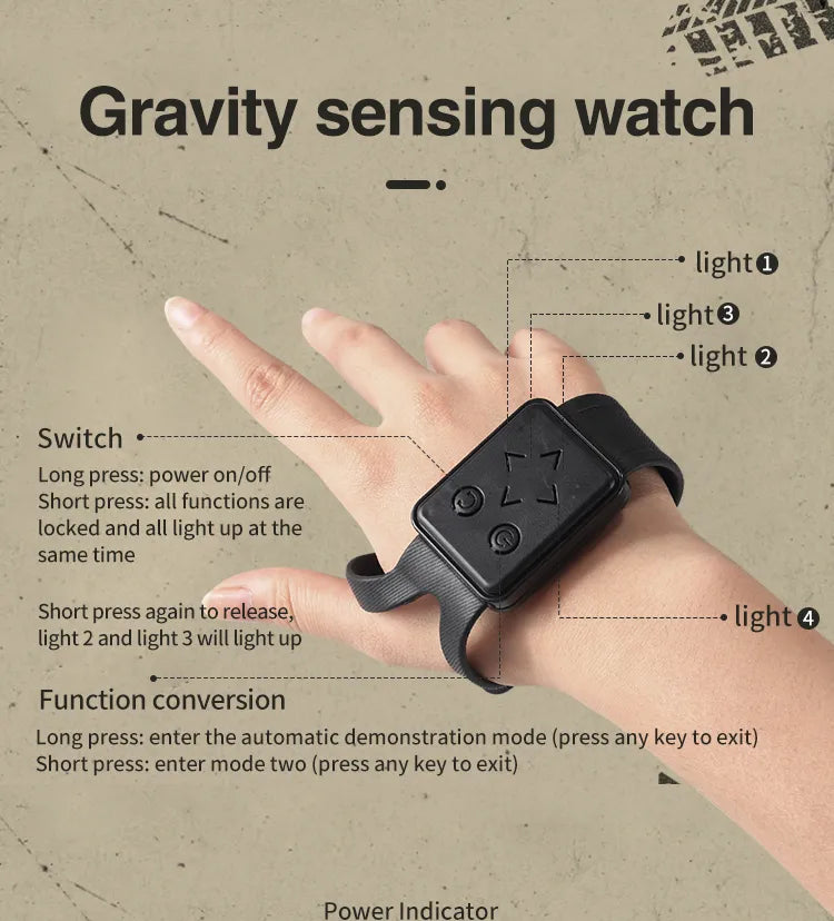 Coche RC acrobático 4WD con control por gestos y LED