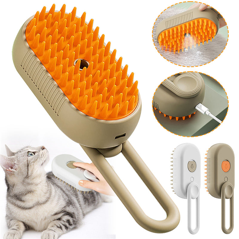 Cepillo eléctrico 3 en 1 con vapor para mascotas