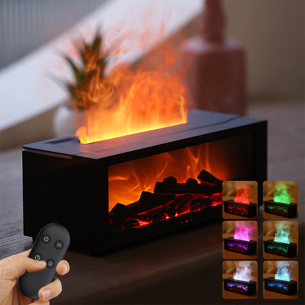 Difusor de aromas con efecto llama y humidificador LED