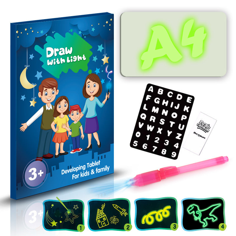 Tableta luminosa infantil para dibujar con luz 3D