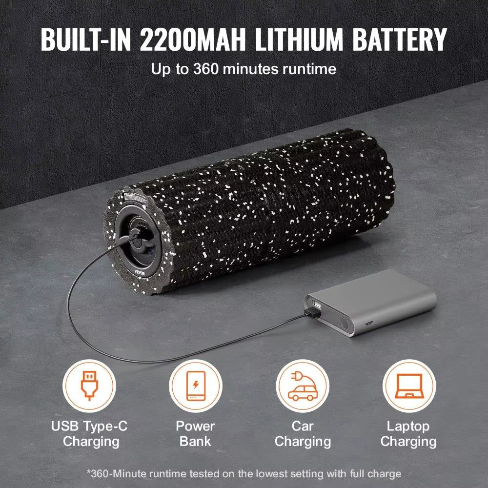 💪 Rodillo de Espuma Vibratorio Eléctrico 4 Niveles Recargable