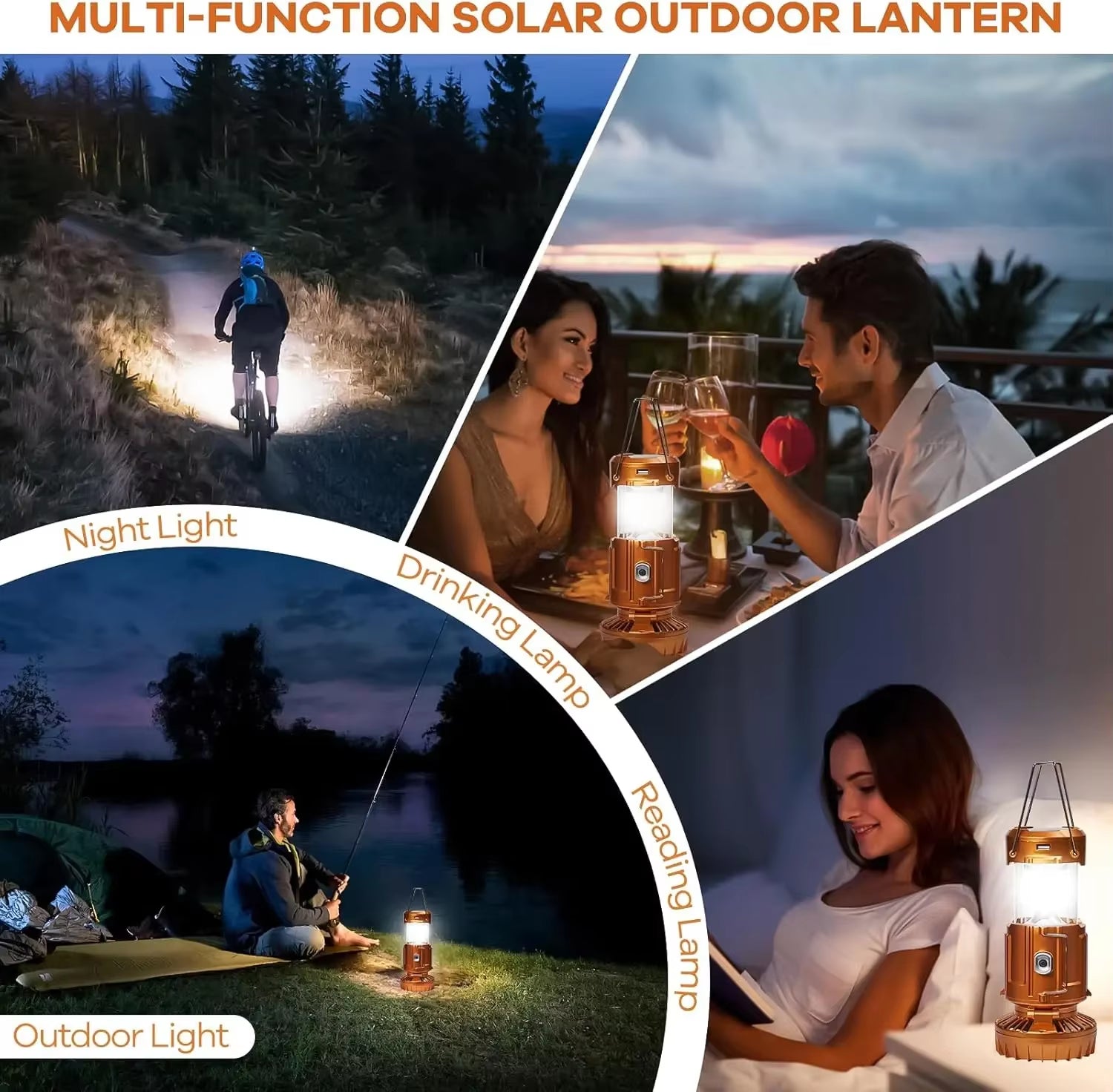 Linterna solar con ventilador y batería recargable 3 en 1
