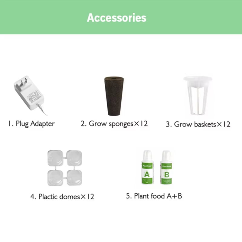 Sistema hidropónico inteligente de interior con luz LED y temporizador automático