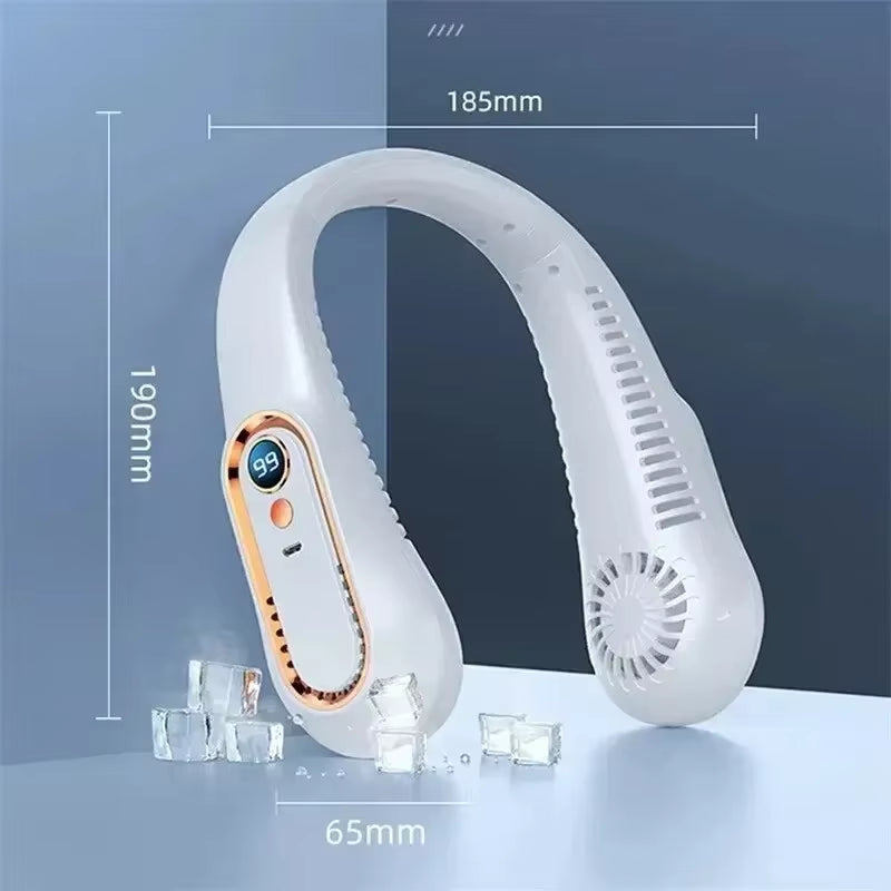 Ventilador portátil de cuello con pantalla LCD y 3 velocidades