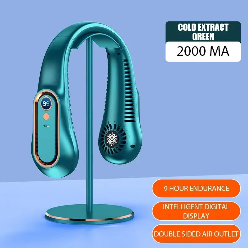 Ventilador portátil de cuello con pantalla LCD y 3 velocidades