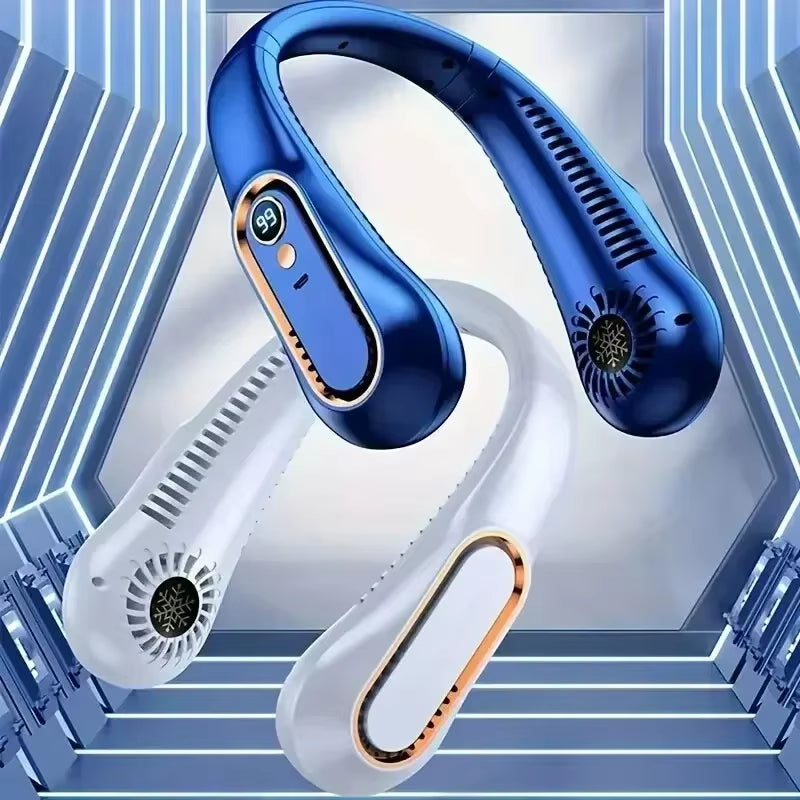 Ventilador portátil de cuello con pantalla LCD y 3 velocidades