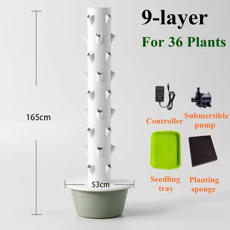 Torre hidropónica vertical 5 niveles para cultivo interior sin suelo