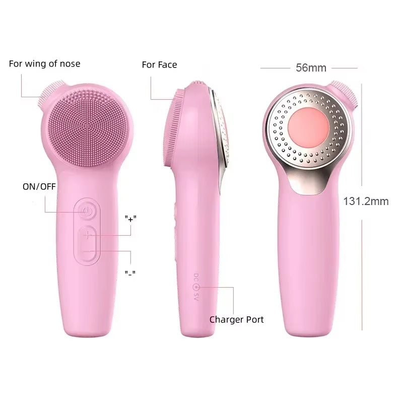 Cepillo facial eléctrico sónico con vibración y carga inalámbrica