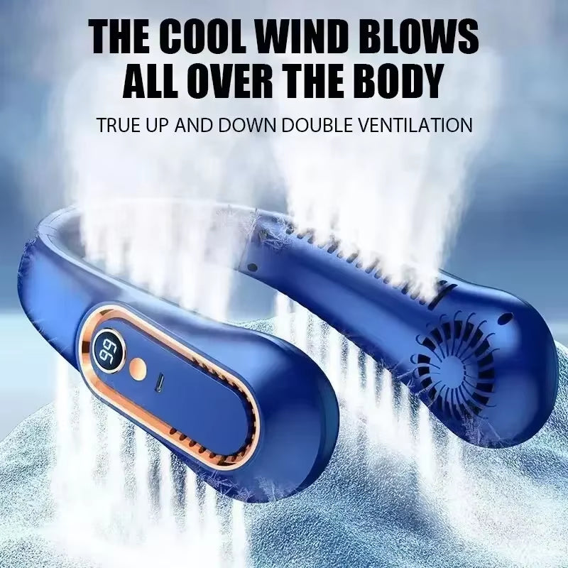 Ventilador portátil de cuello con pantalla LCD y 3 velocidades