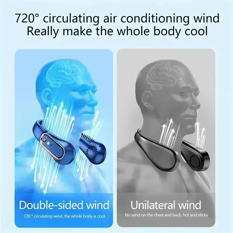 Ventilador portátil de cuello con pantalla LCD y 3 velocidades