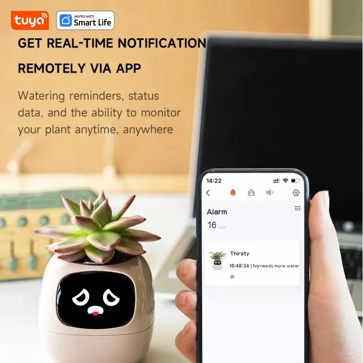 Macetero inteligente Ivy Tuya con sensores AI interactivos