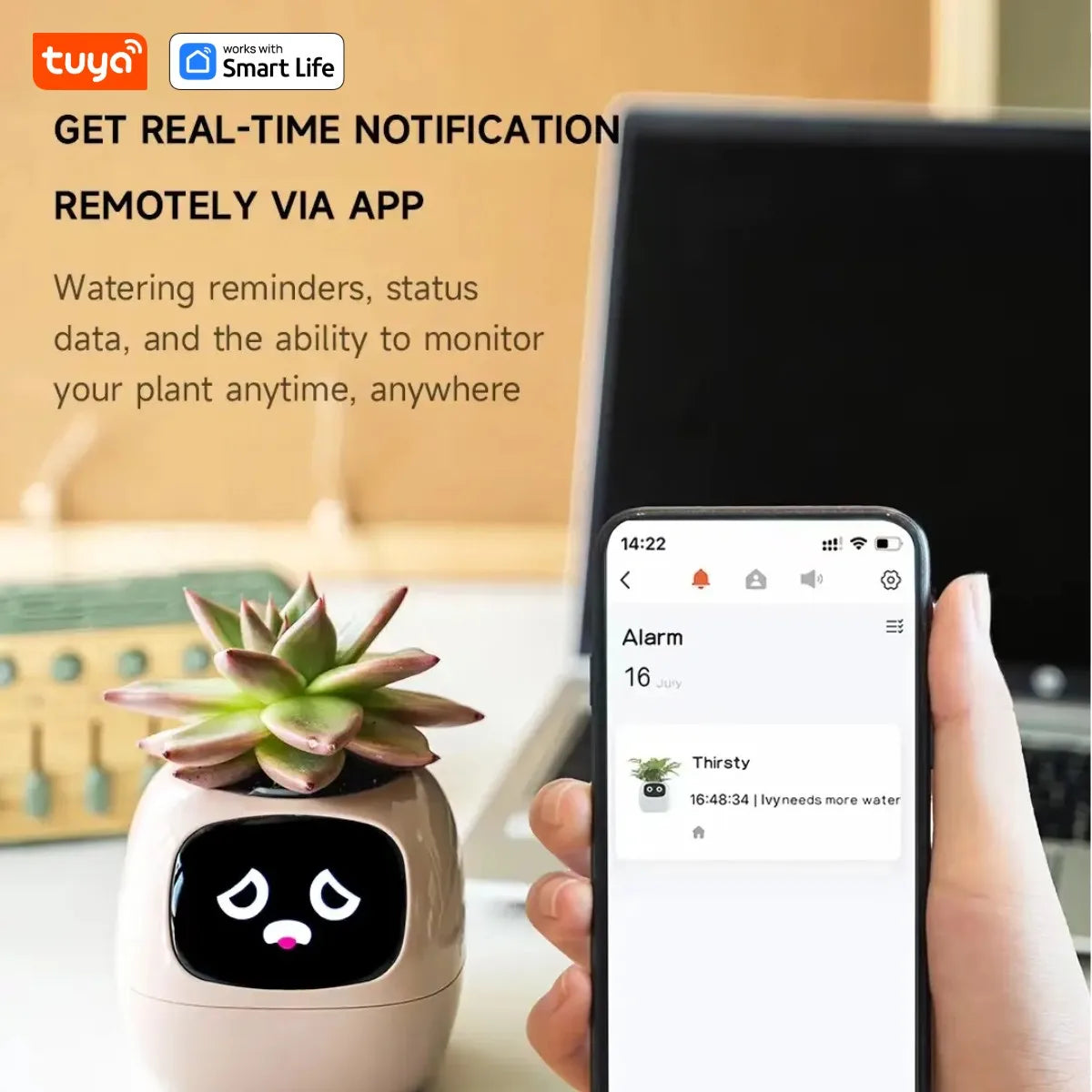 Macetero inteligente Ivy Tuya con sensores AI interactivos
