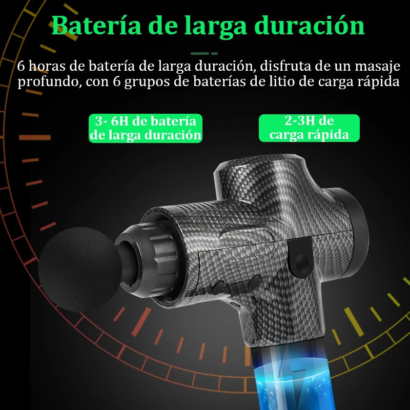 Pistola de masaje muscular eléctrica con control LCD