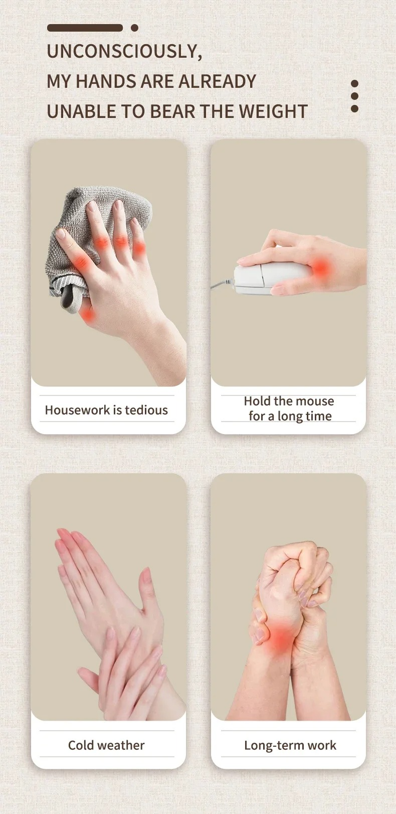 Masajeador inteligente de muñeca con calor y presión