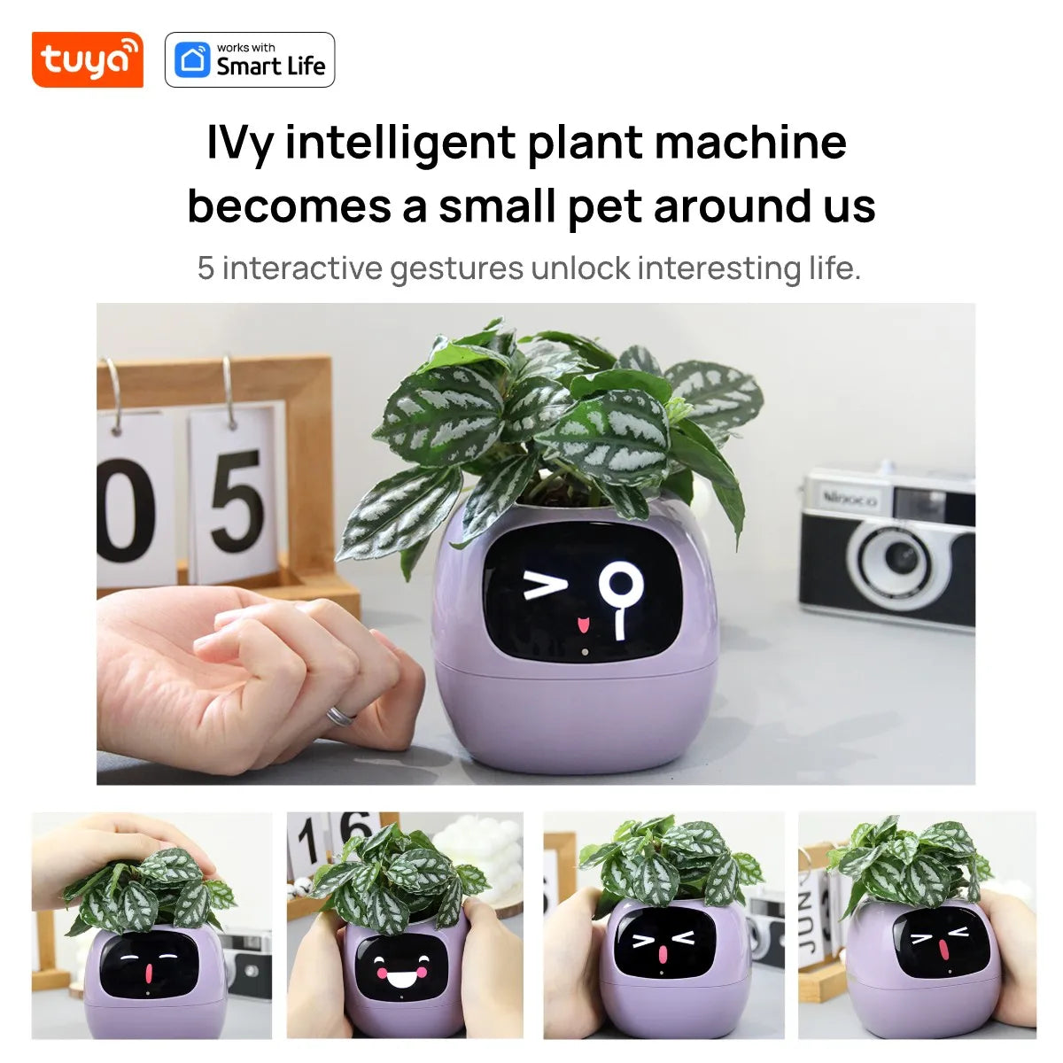 Macetero inteligente Ivy Tuya con sensores AI interactivos