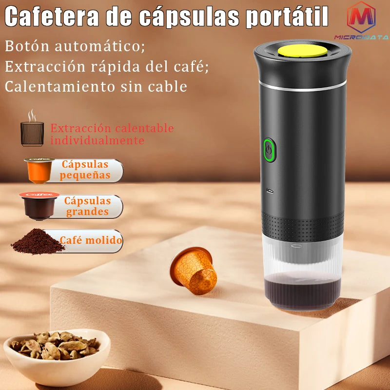 Cafetera portátil eléctrica para cápsulas y café molido