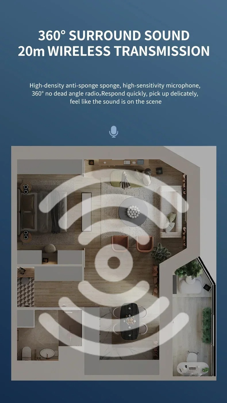 Micrófono inalámbrico 3 en 1 tecnología portátil recargable