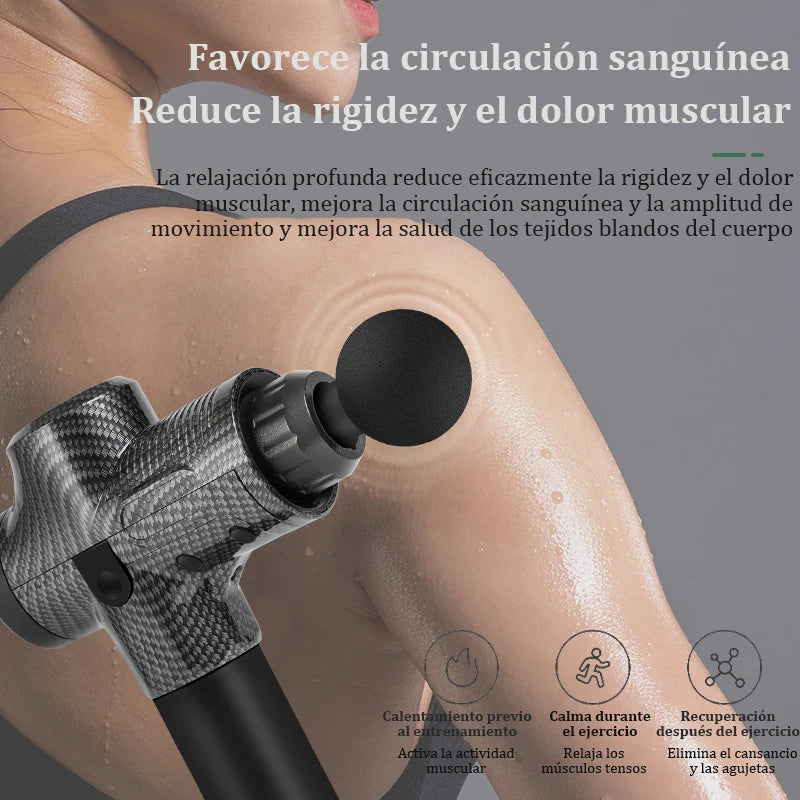 Pistola de masaje muscular eléctrica con control LCD