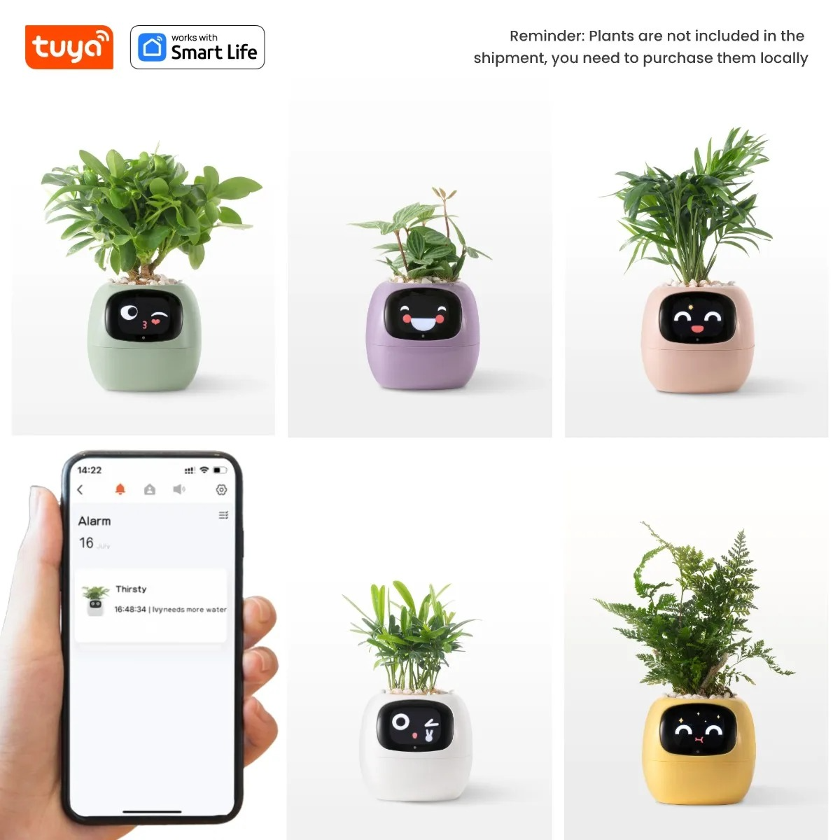 Macetero inteligente Ivy Tuya con sensores AI interactivos