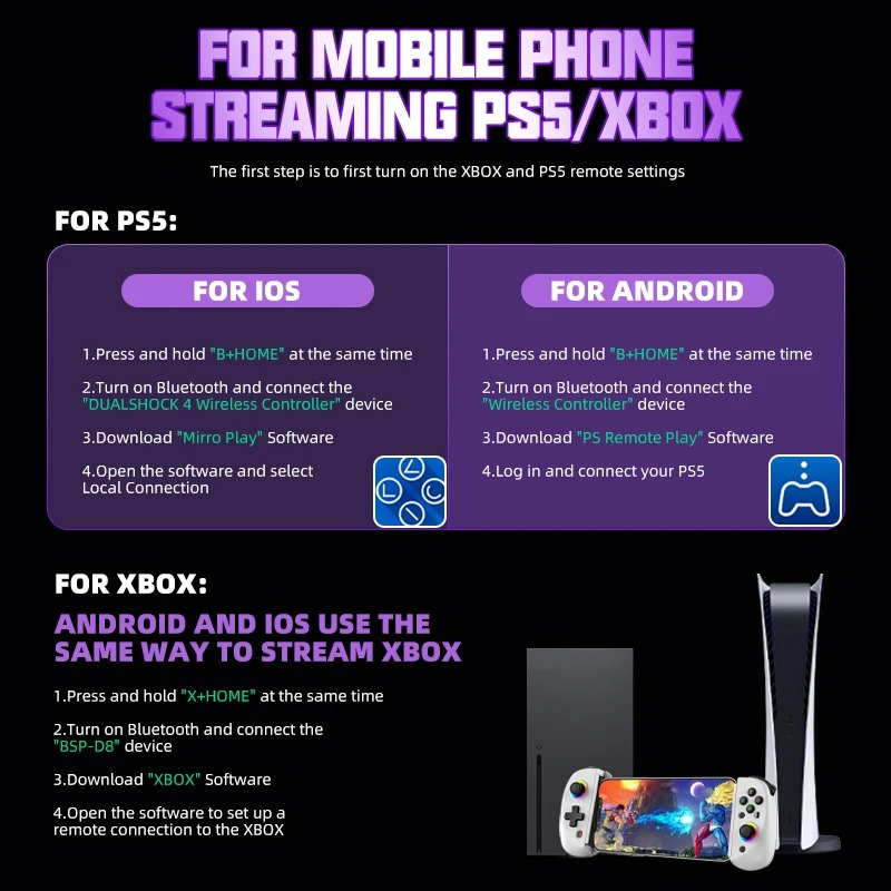 Gamepad Bluetooth extensible con gadgets tecnológicos para Android, iOS, Switch, PS y PC