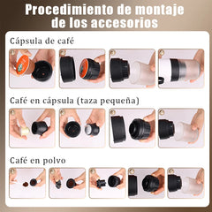 Cafetera portátil eléctrica para cápsulas y café molido