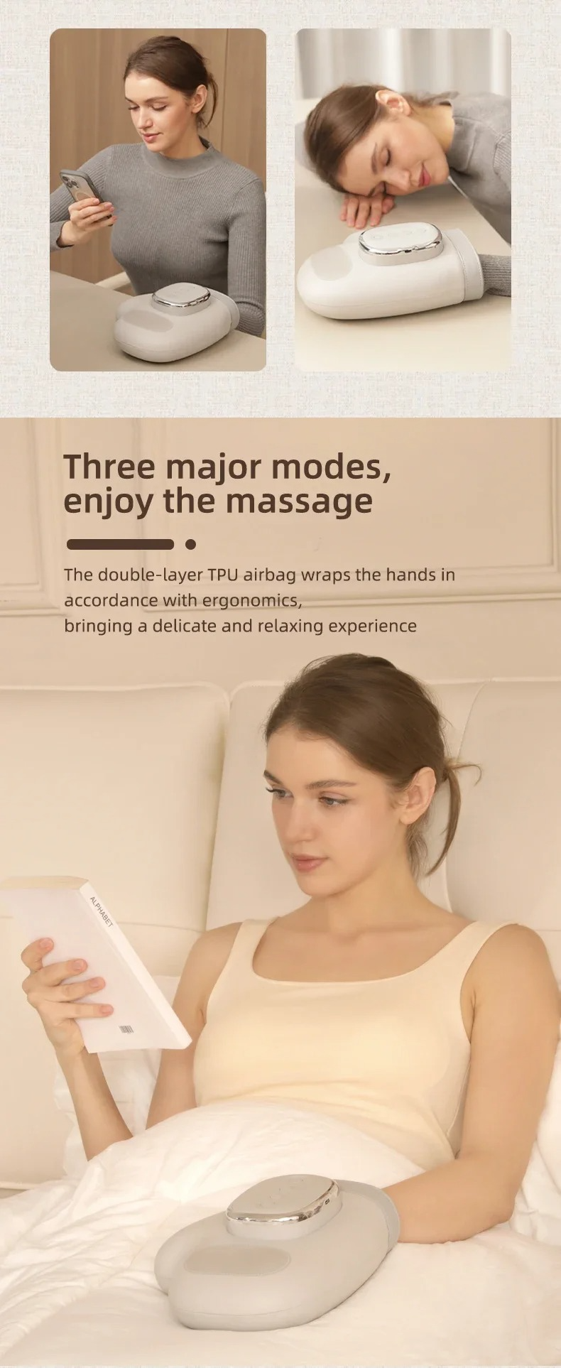 Masajeador inteligente de muñeca con calor y presión