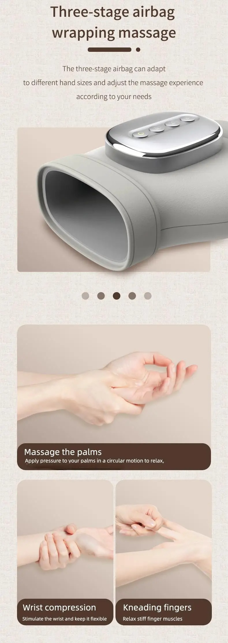 Masajeador inteligente de muñeca con calor y presión