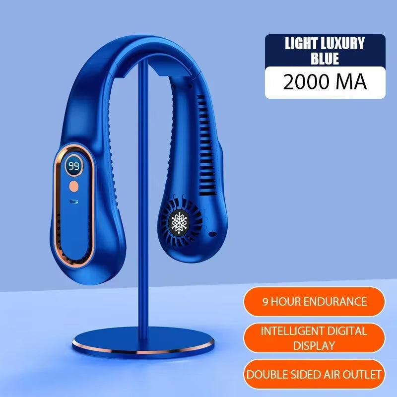 Ventilador portátil de cuello con pantalla LCD y 3 velocidades