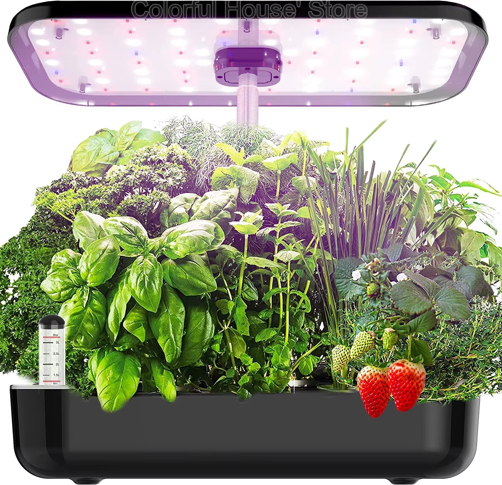 Sistema hidropónico inteligente de interior con luz LED y temporizador automático