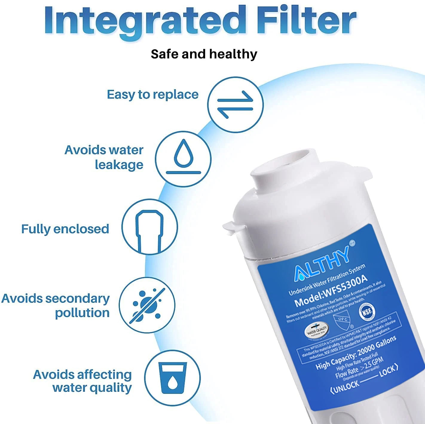 Filtro de agua ALTHY bajo fregadero | Purificador directo certificado NSF