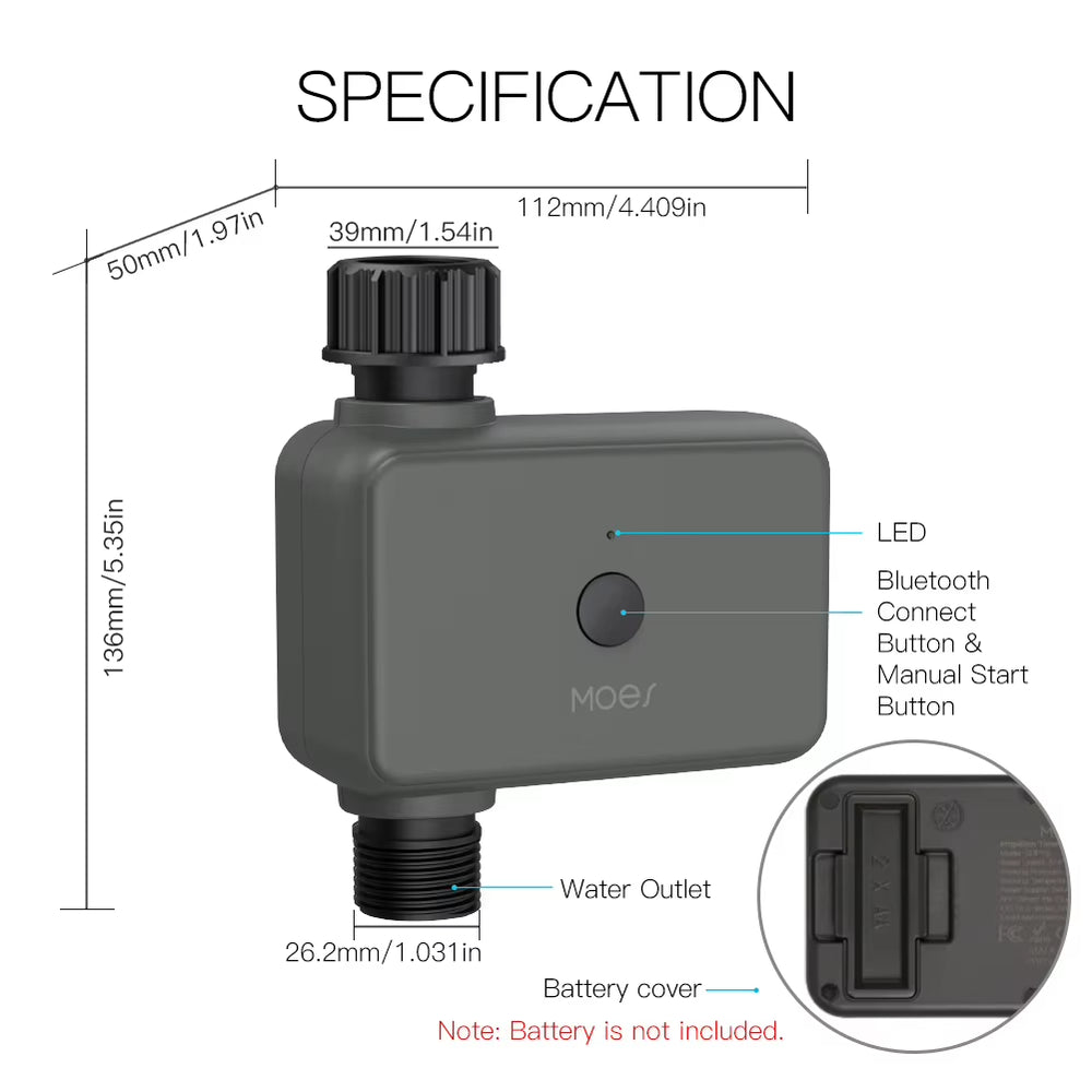 Temporizador inteligente de riego Bluetooth MOES para jardín