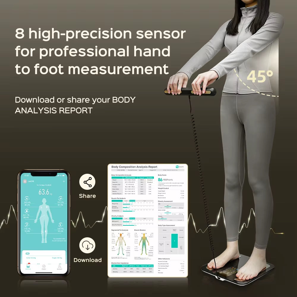 ⚡ Báscula Inteligente Fitdays 8 Electrodos con Análisis Corporal Completo