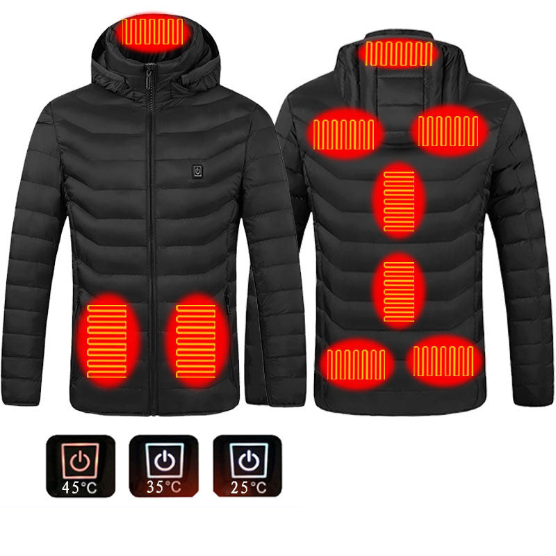 Chaqueta térmica eléctrica acolchada con capucha 9 zonas