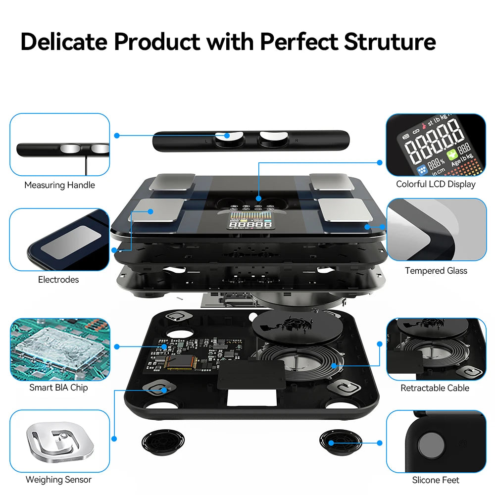 ⚡ Báscula Inteligente de Bioimpedancia 2025 con Análisis Corporal Completo