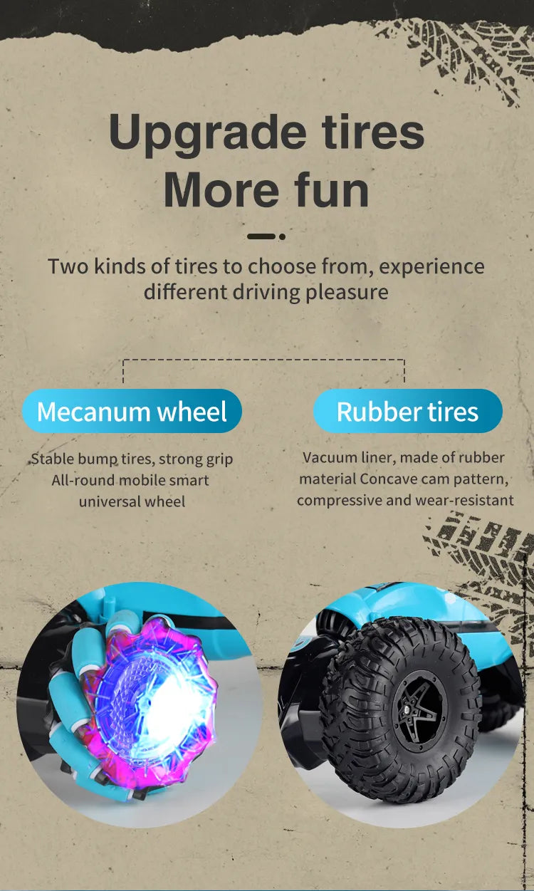 Coche RC acrobático 4WD con control por gestos y LED